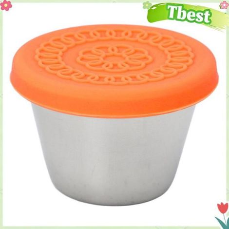 Tbest récipient à vinaigrette en acier inoxydable Petit récipient en acier inoxydable, anti-fuite, beaute soin Couvercle orange (1/4)