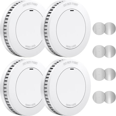 Détecteur de fumée avec Support magnétique, Lot de 4, Pile, Blanc (1/5)