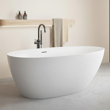 BAÏA 170 cm freistehende Badewanne aus weißem Acryl (1/5)