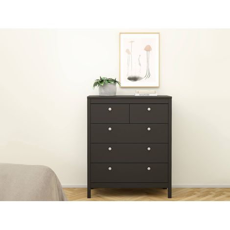 Dmora - Cassettiera Nicholas, Settimino multiuso, Comò camera da letto, Mobile con cassetti, 82x38 h99 cm, Nero (1/5)