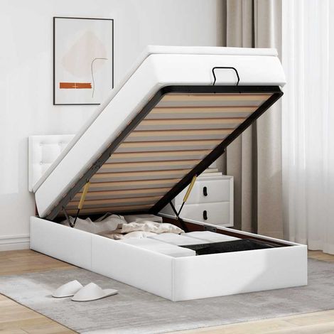 vidaXL Lit ottoman avec matelas blanc 80x200 cm similicuir (1/5)
