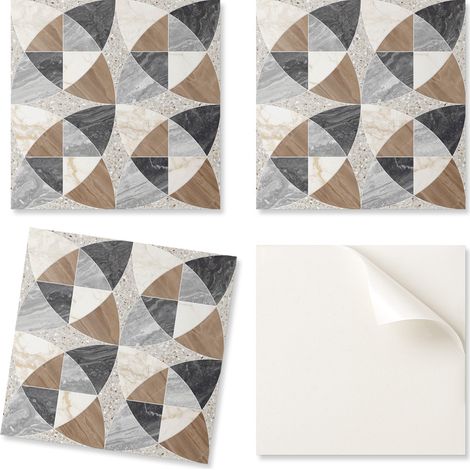 Conjunto de baldosas de vinilo con un motivo para el dormitorio. Dise帽o geom茅trico de 20x20x20 cm.