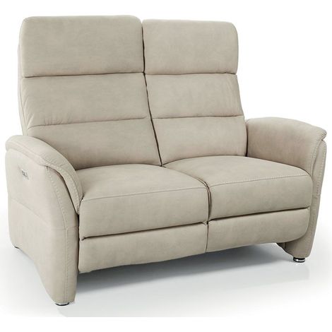 Canapé de relaxation en nubuck Valenza-Beige clair-Système Electrique-2 places