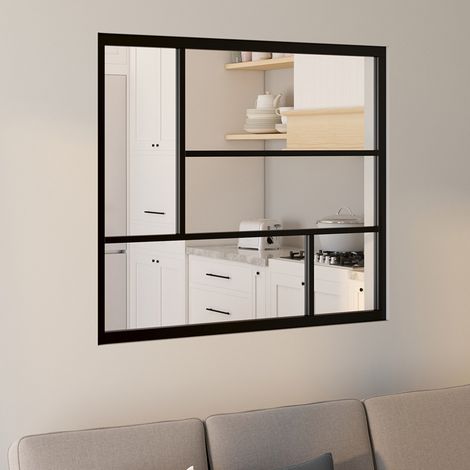 Techo geométrico de cristal de estudio An. 93 x Al. 108 cm en metal negro y cristal templado