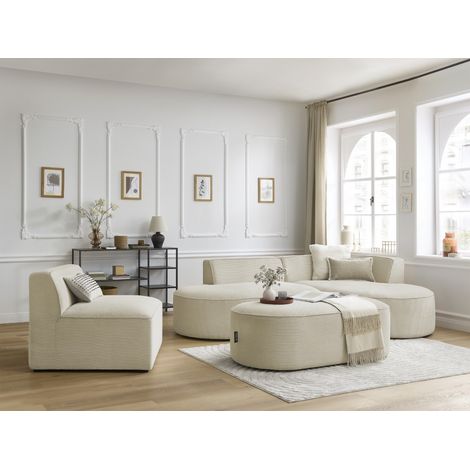 BOBOCHIC - Chauffeuse 1 place pour canapé modulable ROUSSEAU velours côtelé Beige (1/5)