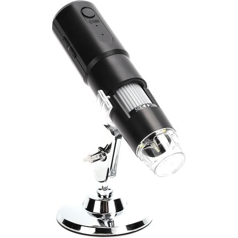Microscope portable sans fil WiFi avec zoom 1000x, loupe à 8 LED et support (1/5)