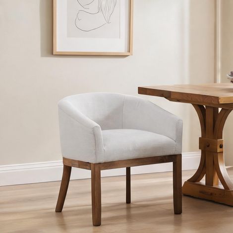 Fauteuil de salle à manger en tissu beige avec accoudoirs (1/5)