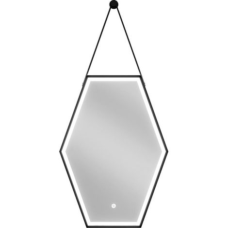 Mexen Orla espejo de baño iluminado 50 x 70 cm, LED 6000K, antivaho, marco negro - 9815-050-070-611-70 (1/5)