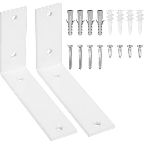 2 Pcs Equerre Etagere Murale Blanc, Equerre Charge Lourde, Équerre Étagère de Fixation Etagere Murale Invisible, Supports d'Étagère Murale à 90 Degrés Metal Industrielle pour Meuble, 150x100x38 mm (1/5)