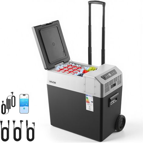 VEVOR Kompressor Kühlbox 50 L, Auto Kühlschrank mit Griff, App-Steuerung & Rädern, 12 V/24 V DC, 100–240 V AC, -22 °C bis 10 °C, Elektrische Gefrierbox für LKW, Van, Wohnmobil, SUV & Camping (1/5)