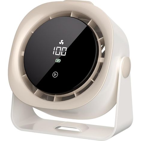 Portable desk fan with smart LED display, 4000 mAh rechargeable battery, 140° tilt, wall mount (1/5)