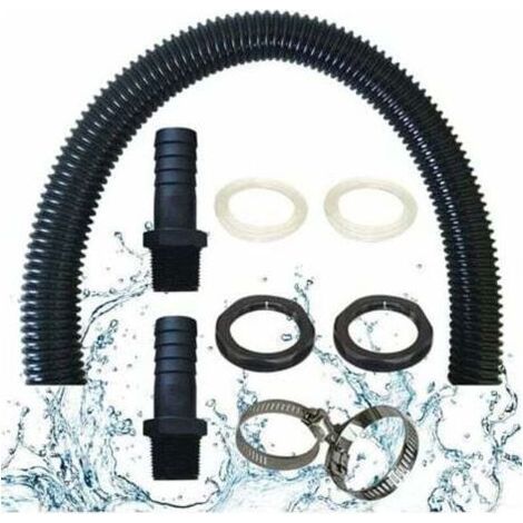 Tuyau De Raccordement Du Recuperateur D Eau De Pluie, Y Compris 2 Douilles De Tuyau Avec Contre-Écrou - Kit De Raccordement Pour Tonneau De Pluie (50cm)-RAPANDA (1/4)