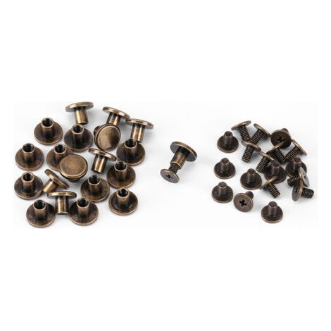 20 tornillos, tuercas, clavos y remaches de cabeza plana de cobre y latón con tapas de cuero (6,5 mm) (1/5)