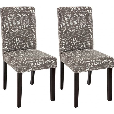 Juego de 2 sillas de comedor en tela estampada gris con patas oscuras CDS04020 (1/5)