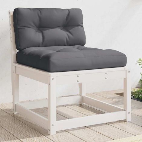 vidaXL Sofá de jardín con cojines madera maciza de pino blanco (1/5)