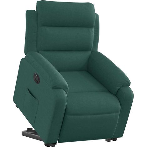 vidaXL Poltrona Alzapersona Reclinabile Elettrica Verde Scuro Tessuto (1/5)