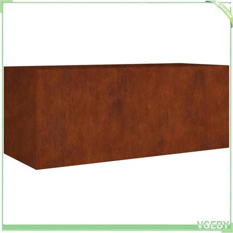 Lit surélevé de jardin - FAF EICY - 824539 - Acier corten - 200 x 80 x 80 cm - Fond ouvert (1/5)