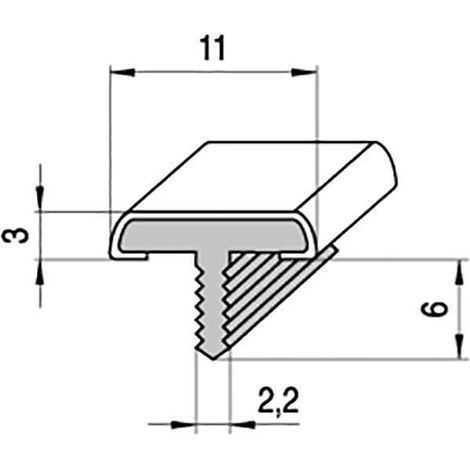 perfil ''t'' laredo 11mm 3m. plata mate  embellecedor para puertas y muebles.