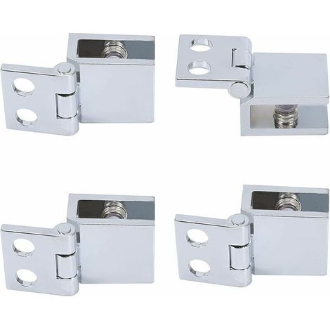 - 4 pièces charnière de porte en verre sans perçage charnière en verre douche réglable pince de porte en verre plein cuivre 0 degré