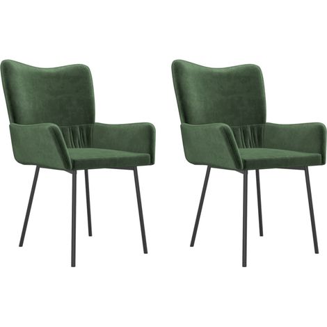 Sedie da Pranzo 2 pz Verde Scuro in Velluto vidaXL (1/5)