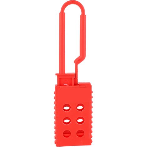 Mordaza de seguridad aislada de 6 orificios con extensor, para equipos industriales, roja, 4,55 x 15,7 cm
