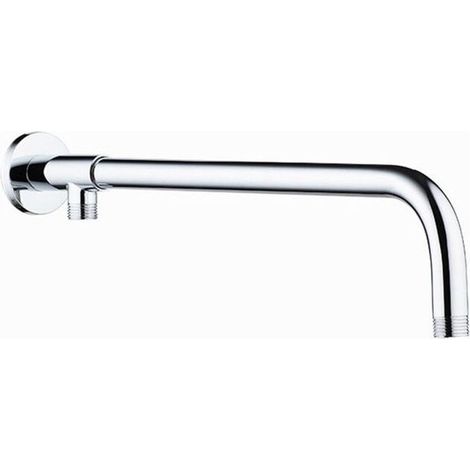 Bras de douche mural 40 cm Acier inoxydable 304 Base en cuivre Raccord G 1/2" Finition chromée (1/5)