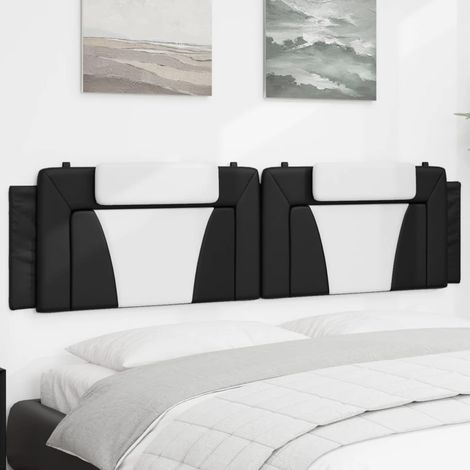 vidaXL Cabecero de cama acolchado Viana cuero sintético negro blanco 193 cm (1/5)