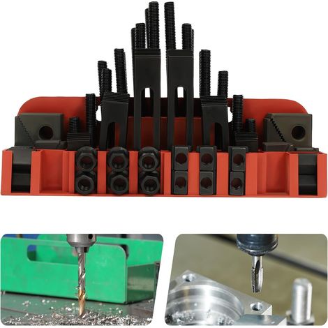 58Pcs T-Slot Clamping Kit,Mill Machinist Set, M12 Clamping Kit, Hardened Combined Press Plate for CNC Lathe Mill Metal Cutting Machine Mold Tool (1/5)