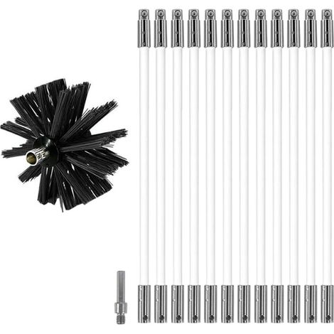 Kit de Broussailles de Nettoyage de Cheminée Ensemble de Brosse de Cheminée Réglable Brosse Nettoyage Outil avec 12 Tiges Flexibles 1 Tête de Brosse (1/5)
