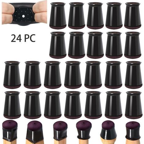 Set di 24 pezzi di protezioni per gambe di sedie, tavoli e mobili. Dimensioni del prodotto: 3,2 x 4,5 x 3,5 cm. Per proteggere le gambe delle sedie e i pavimenti in legno. (1/5)