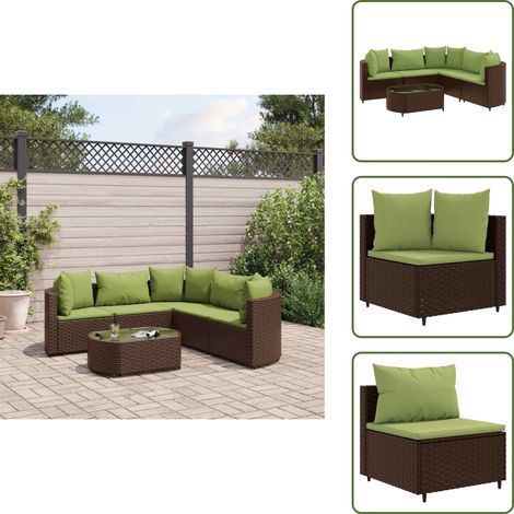 Salon de jardin avec coussins 6 pcs marron résine tressée - Ensemble Salon De Jardin - Meuble De Jardin - Canapé D'extérieur - Résine Tressée - Rotin Synthétique (1/5)