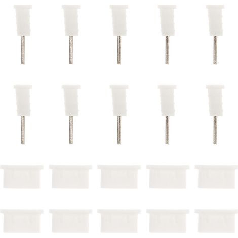 10 paires de capuchons de protection anti-poussière en silicone pour ports USB Type C (blancs)-1.00X0.40X0.40CM-White (1/3)