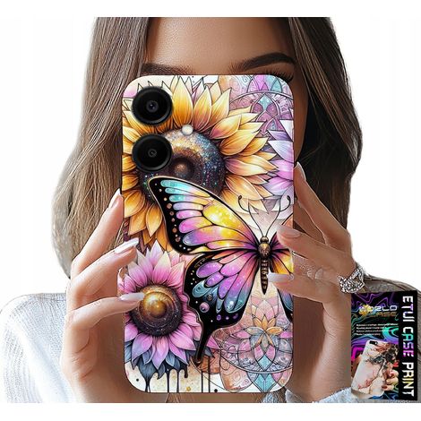 Coque pour Samsung Galaxy A06 5G - Tournesol avec papillon, boîtier + film protecteur (1/5)