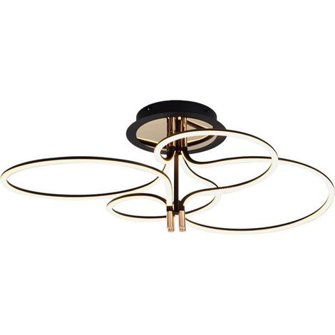 Lámpara de techo LED V-TAC de 36 W, diseño moderno, metal, negro dorado, 290 x 600 x 840 mm, blanco cálido.