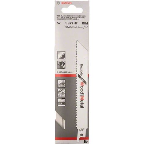 Bosch Säbelsägeblatt S 922 HF Flexible for Wood and Metal