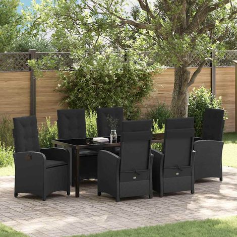 Set da Pranzo per Giardino 7 pz Nero polyrattan vidaXL (1/5)