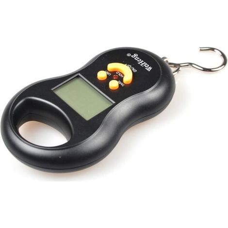 Balance numérique portable pour la pêche - 50kg/110LB - Affichage LCD - Couleur rouge - Accessoire de voyage (1/4)