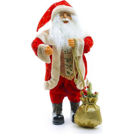 Babbo Natale, colore Rosso e Bianco, con regali, in tessuto, decorazione natalizia -45 cm
