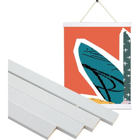 Cornice magnetica per poster, cornice magnetica, 31 cm, cornice magnetica in legno chiaro, porta poster magnetico, bianco, poster non incluso (1/5)