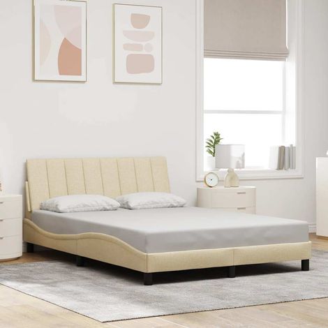 Cadre de lit sans matelas-Structure de lit crème 140x190 cm tissu 224633 (1/5)