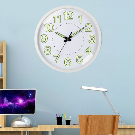 Beleuchtetes, geräuschloses Wandzifferblatt – Quarzzifferblatt – 30 cm ABS-Wandzifferblatt mit weißem Rahmen für Wohnzimmer oder Schlafzimmer