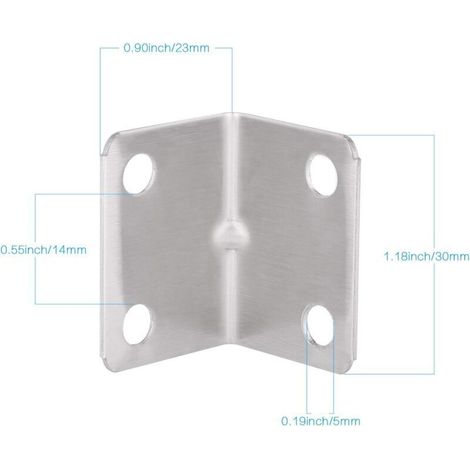 Lot de 100 équerres d'angle robustes en acier inoxydable à 90°, idéales pour la fixation de clôtures, tables et étagères en bois. (1/3)