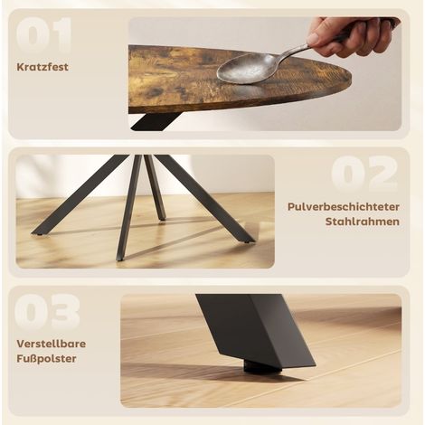 MEUBLIV Runder Esstisch 120 x 120 x 75 cm rustikalbraun, Industriestil (1/5)