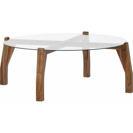 Table à café ronde en teck et verre - naturel (1/5)