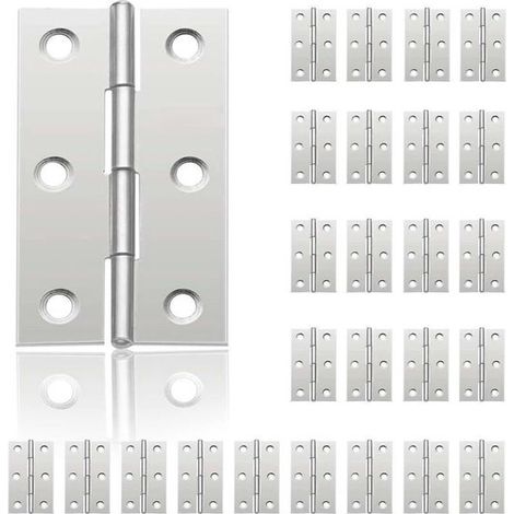 24 mini-charnières de porte en acier inoxydable, 44x32 mm (1/5)