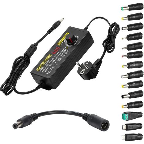 Adaptateur d'alimentation réglable 3V24V 5A 120W, Adaptateur Universel AC/DC 3V 5V 6V 9V 12V 15V 18V 19V 20V 24V, convertisseur AC/DC 100V-240V avec 14 Embouts 5.5x2.5mm pour Bande LED (1/5)
