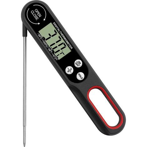 Digital meat thermometer, kitchen probe, 1 digital temperature sensor for oven (black). (1/4)