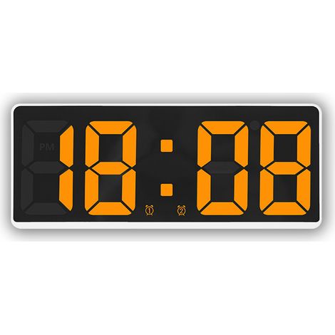Weiß + Orange-Quarz Wecker LED Uhr Große Display Digital Uhr Nachttisch für Schlafzimmer, (1/2)