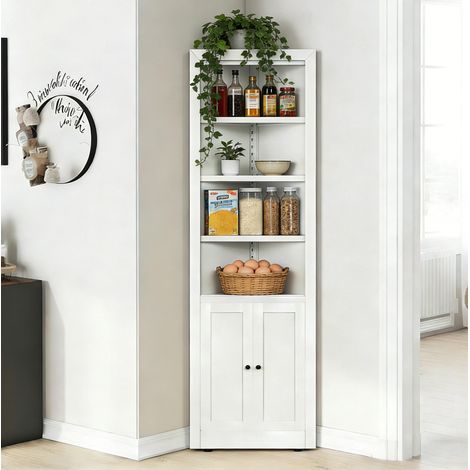Armadio ad angolo in metallo bianco 50,8 x 25,4 x 180,3 cm con 2 ante - CHICFURN (1/5)