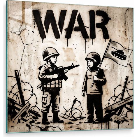 Lupia Quadro Street Art su Vetro 30x30 cm GLASS BANKSY STYLE WAR da Parete (1/4)